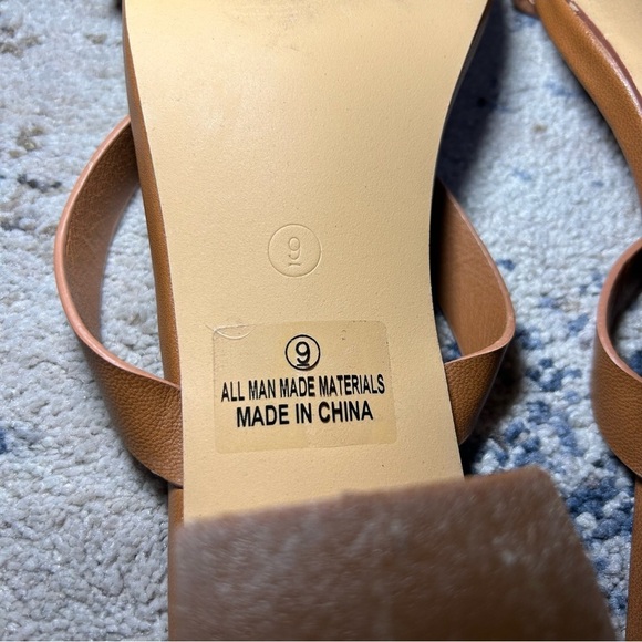 Lulus Tan Fallyn Naked Strap Slide Heel Sandals Size 9 - Picture 10 of 10